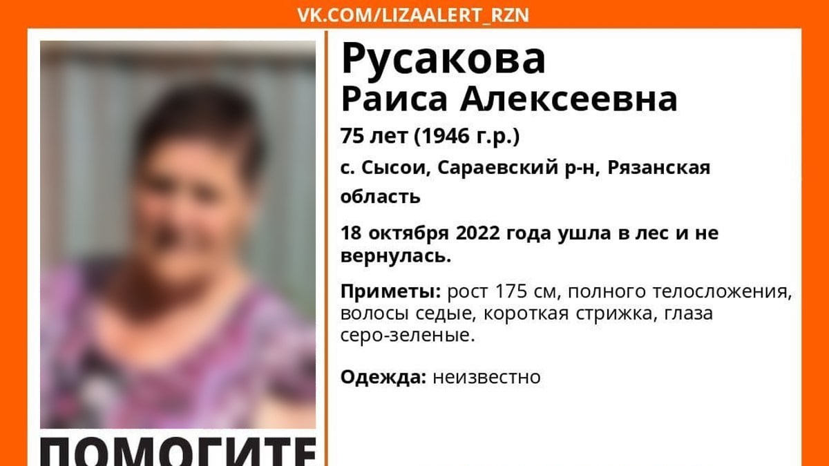 Пропавшая в октябре в Сараевском районе пенсионерка погибла - ИЗДАТЕЛЬСТВО